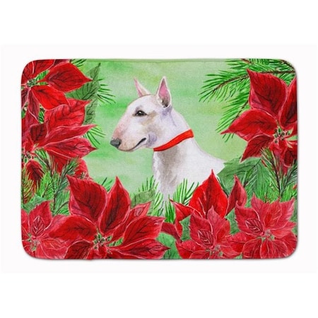Carolines Treasures Carolines Treasures CK1341RUG Bull Terrier Poinsettas Machine Washable Memory Foam Mat CK1341RUG